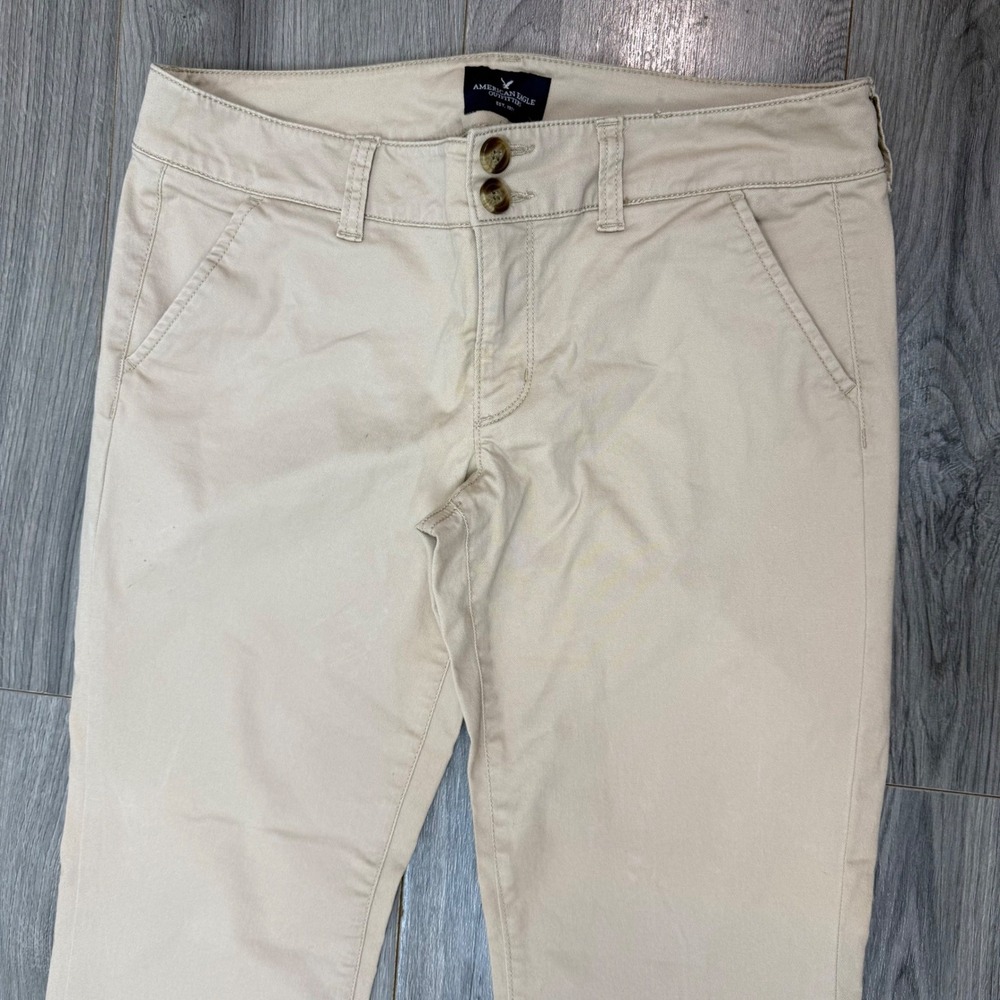 American Eagle Artist Low Rise Khaki Pants Women's 6R Stretch Beige Chino - Picture 10 of 16
